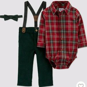 CARTERS Just One You 3-Pc Special Occasion Plaid Top, Corduroy Pants 3 months